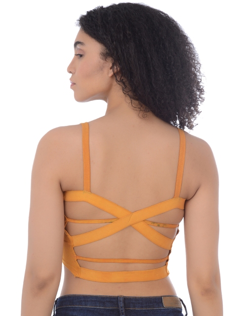 

Da Intimo Mustard Yellow Solid Non-Wired Lightly Padded Bralette Bra DI1073