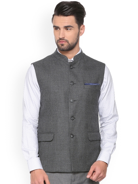 

Van Heusen Men Grey Woven Design Nehru Jacket