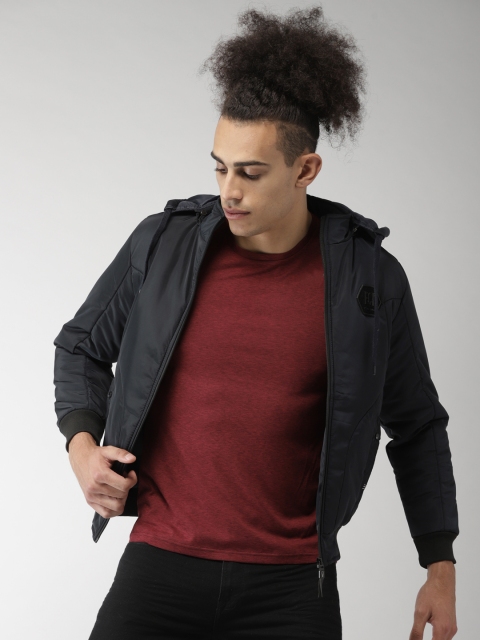 

Fort Collins Men Navy Blue Solid Padded Jacket