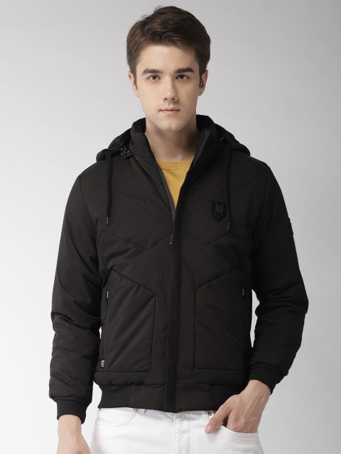 

Fort Collins Men Black Solid Hooded Bomber