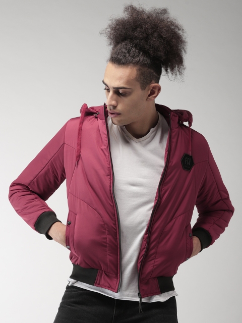 

Fort Collins Men Maroon Solid Bomber Jacket