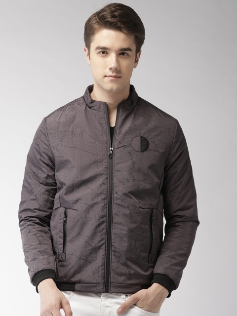 

Fort Collins Men Charcoal Grey Printed Bomber