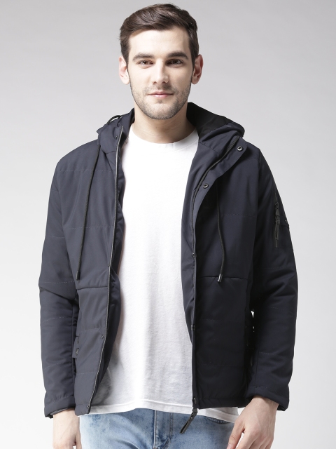 

Fort Collins Men Navy Blue Solid Hooded Padded Jacket