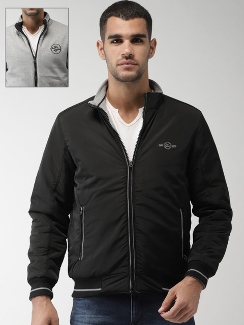 

Fort Collins Men Black Solid Reversible Bomber Jacket