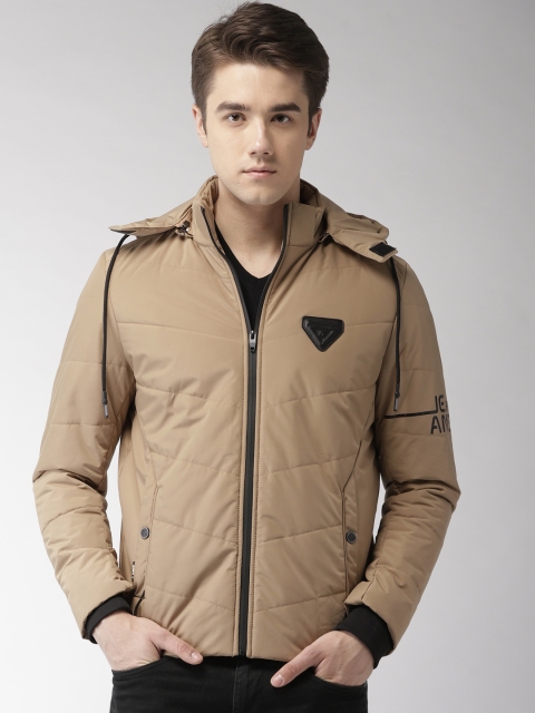 

Fort Collins Men Beige Solid Detachable Hooded Padded Jacket