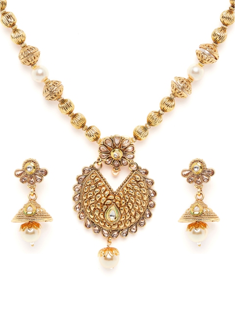 

PANASH Women Gold-Plated Stone & Pearl Studded Jewellery Set