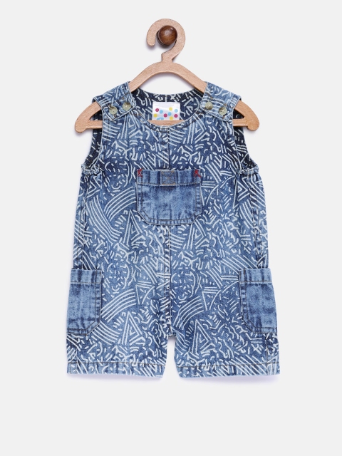 

EIMOIE Girls Blue Printed Slim Fit Dungaree