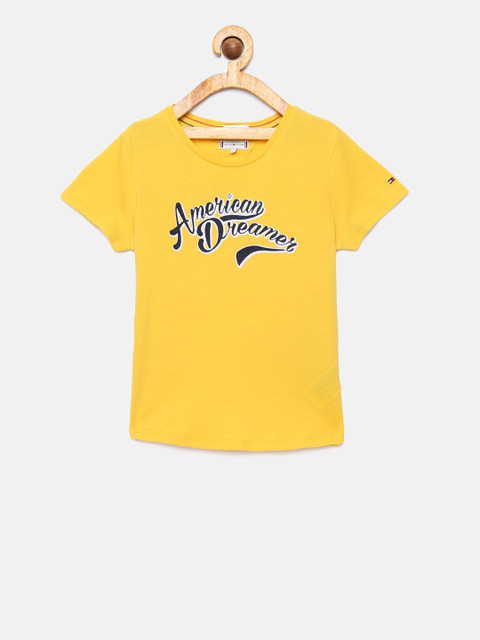 

Tommy Hilfiger Girls Yellow Printed Round Neck T-shirt