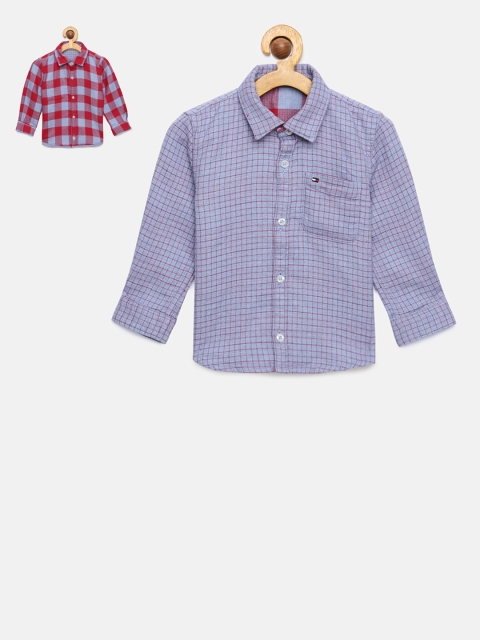 

Tommy Hilfiger Boys Blue Reversible Checked Regular Fit Shirt