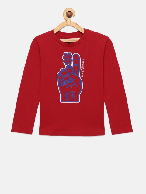 

Tommy Hilfiger Boys Red Printed Round Neck T-shirt