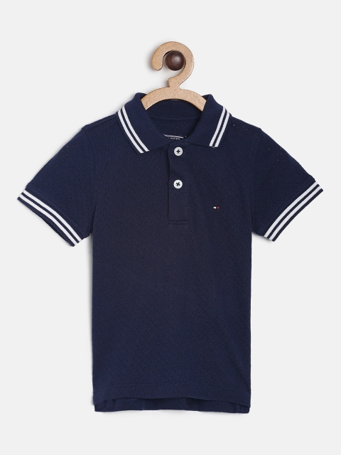 

Tommy Hilfiger Boys Navy Blue Solid Polo Collar T-shirt