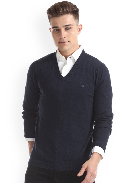 

GANT Men Blue Solid Pullover