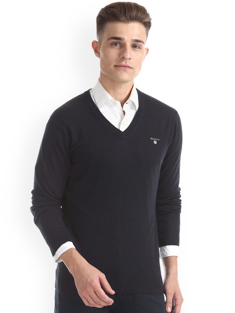 

GANT Men Blue Solid Pullover