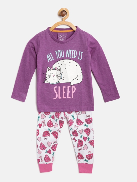 

Lazy Shark Boys Purple & White Printed Nightsuit LSTF0074-78