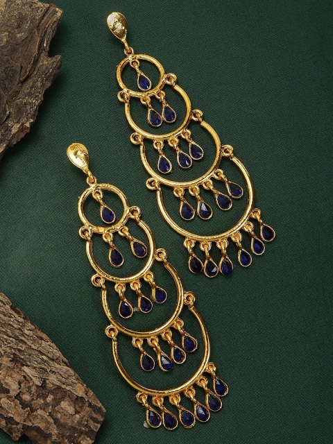 

Fida Gold-Toned & Blue Contemporary Drop Earrings