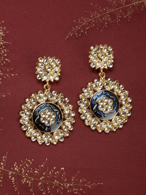 

Fida Gold-Toned & Blue Circular Drop Earrings