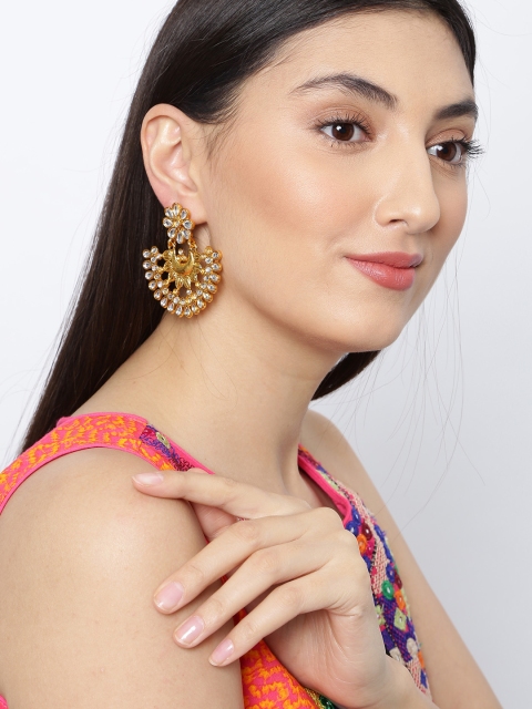 

Fida Gold-Toned Crescent Shaped Drop Earrings