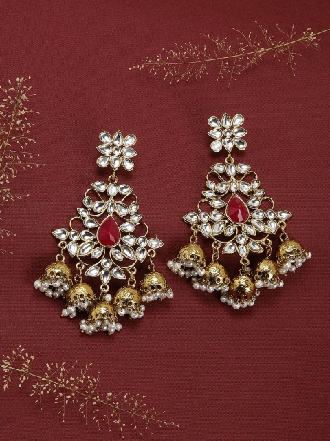 

Fida Gold-Toned Kundan Style Jhumkas