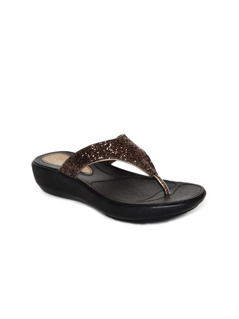 

Catwalk Women Bronze-Toned Embellished Open Toe Flats