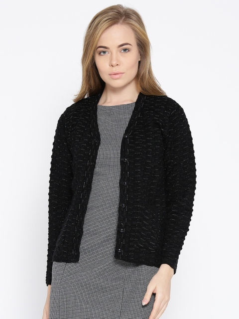 

Cayman Women Black Self-Design Woollen Cardigan