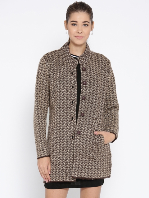 

Cayman Women Brown & Beige Self-Design Woollen Cardigan