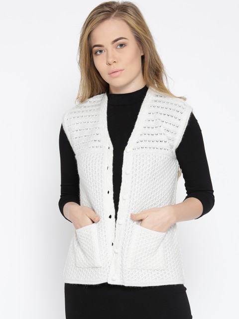 

Cayman Women White Self Design Cardigan