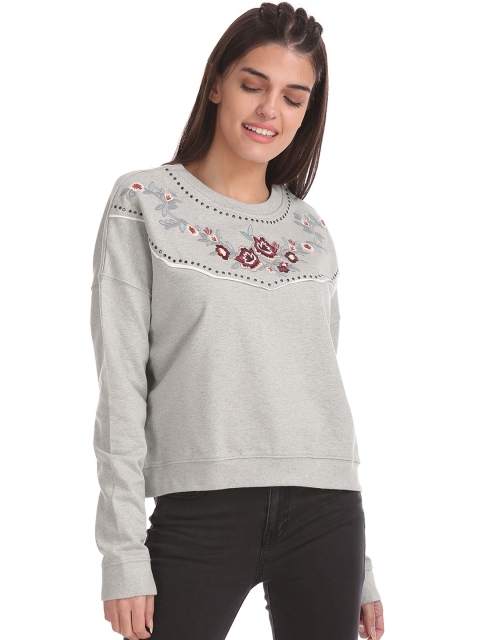 

Aeropostale Women Grey Embroidered Sweatshirt