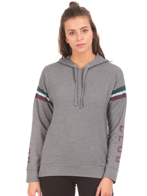 

Aeropostale Women Grey Solid Hooded Sweatshirt
