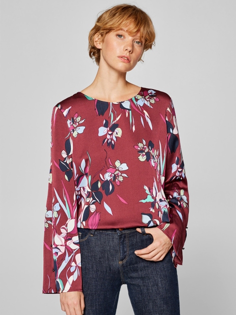

ESPRIT Women Maroon Printed Top