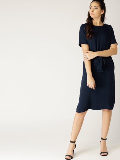 

ESPRIT Women Navy Blue Solid A-Line Dress