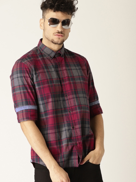 

ESPRIT Men Red & Grey Regular Fit Checked Casual Shirt