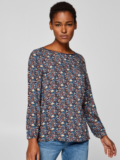 

ESPRIT Women Navy Blue Printed Top