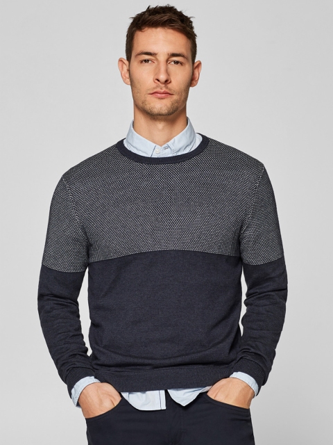 

ESPRIT Men Charcoal Grey Self Design Pullover