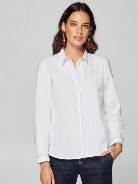 

ESPRIT Women White Regular Fit Solid Casual Shirt