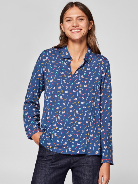 

ESPRIT Women Blue Printed Top