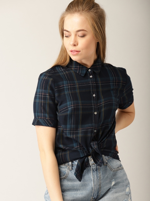 

ESPRIT Women Navy Checked Shirt, Navy blue