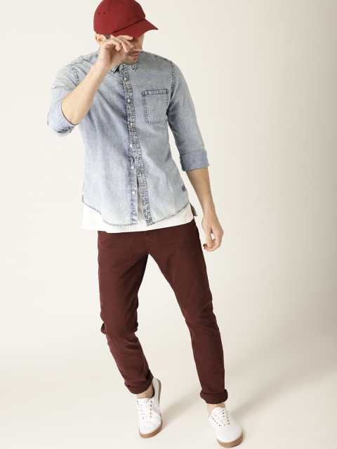 

ESPRIT Men Blue Slim Fit Washed Denim Casual Shirt