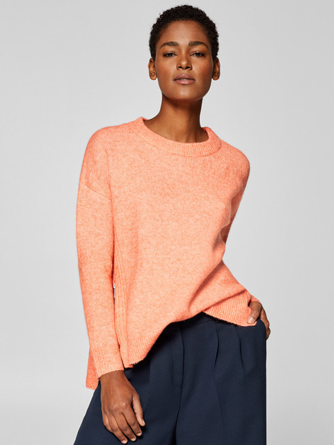 

ESPRIT Women Coral Orange Solid Pullover