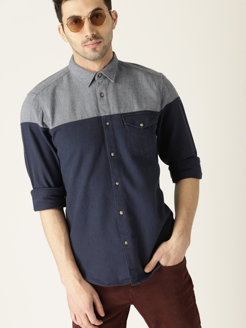 

ESPRIT Men Navy Blue Regular Fit Colourblocked Casual Shirt