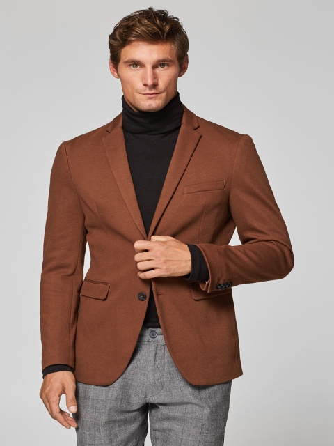 

ESPRIT Men Brown Solid Single-Breasted Smart Casual Blazer