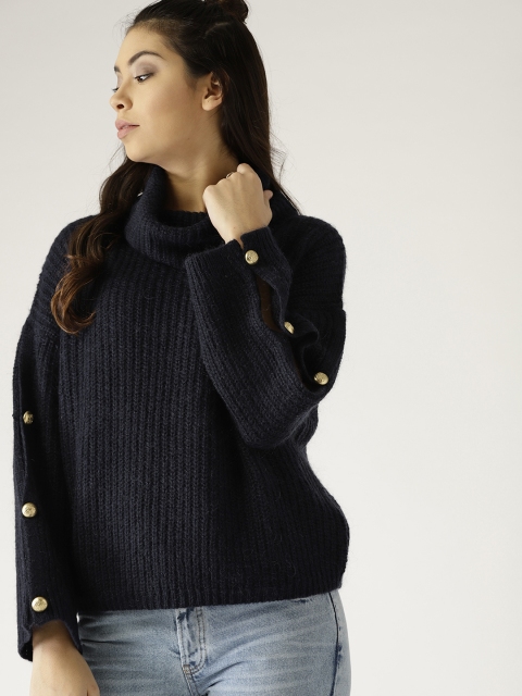 

ESPRIT Women Navy Blue Solid Pullover