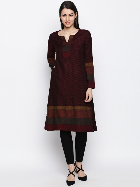 

RANGMANCH BY PANTALOONS Women Red Woven Design Straight Kurta