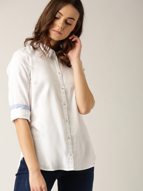 

ESPRIT Women White Regular Fit Solid Casual Shirt