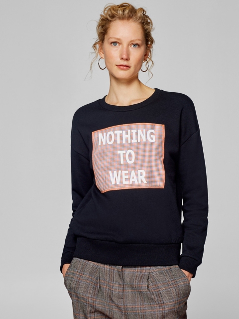 

ESPRIT Women Navy Blue & Pink Printed Sweatshirt