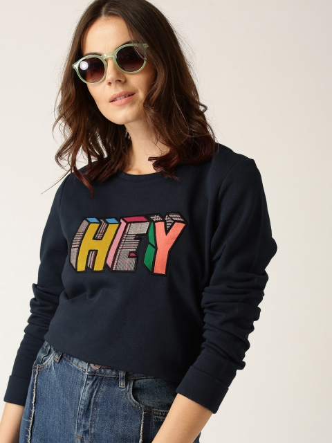 

ESPRIT Women Navy Blue Self Design Sweatshirt