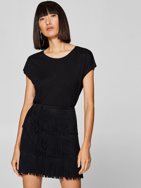 

ESPRIT Women Black Embellished Top
