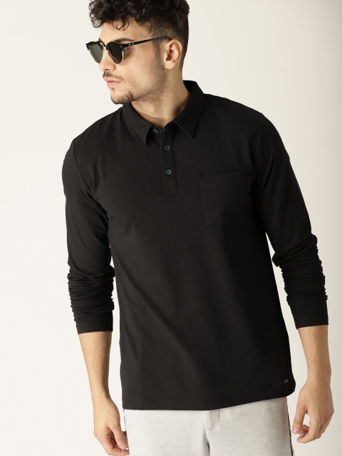 

ESPRIT Men Black Solid Polo Collar T-shirt