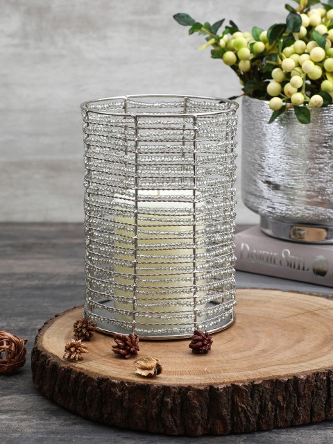 

Pure Home and Living Silver-Toned Cylindrical Candle Holder