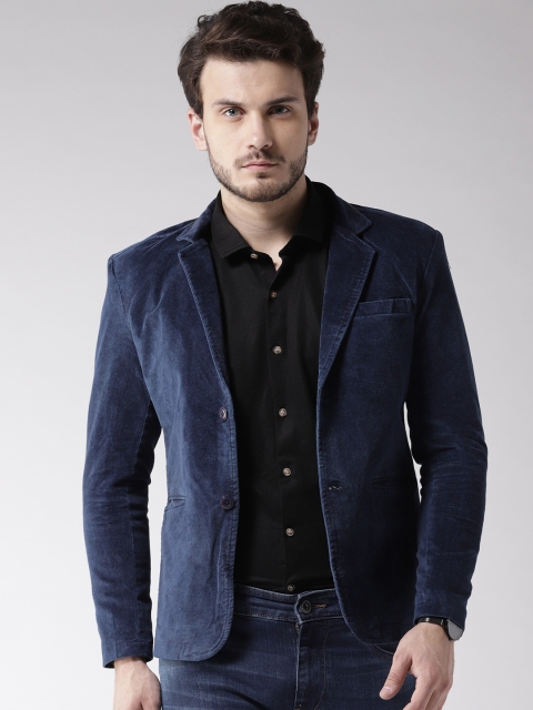 

Fort Collins Men Navy Blue Solid Single-Breasted Casual Blazer