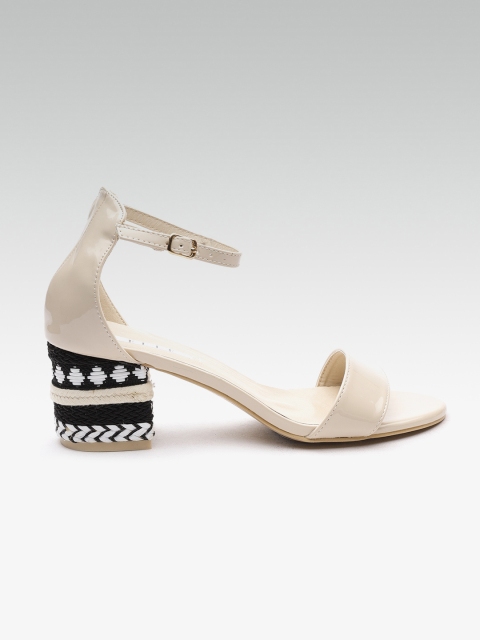 

ELLE Women Cream-Coloured Solid Block Heels